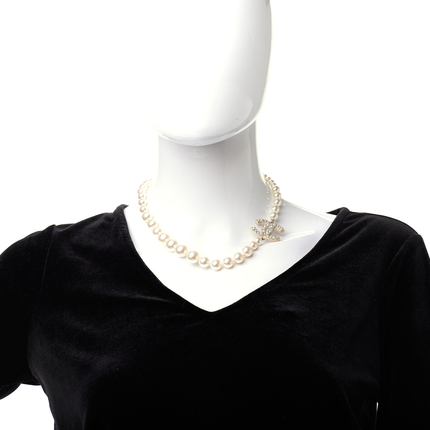 Pearl CC 100th Anniversary Necklace Light Gold