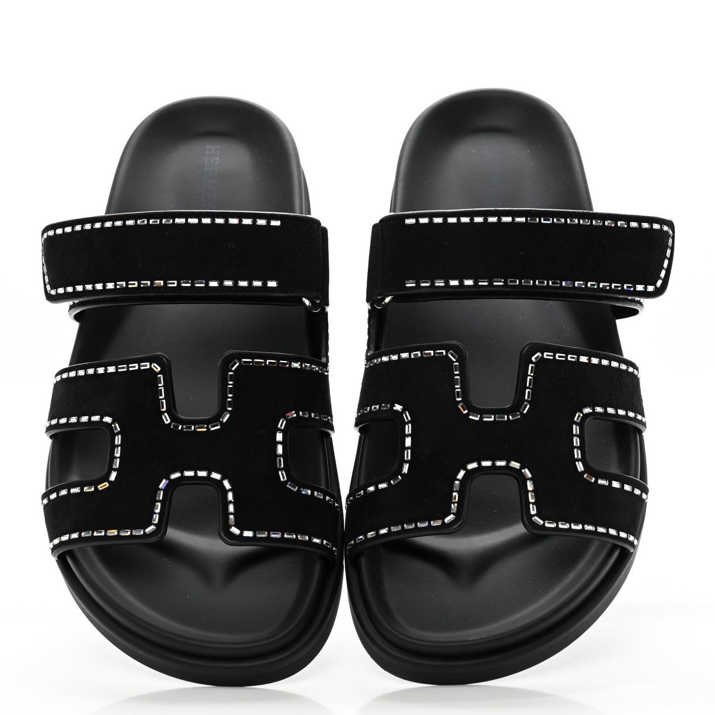 Suede Crystal Womens Chypre Sandals 38 Black