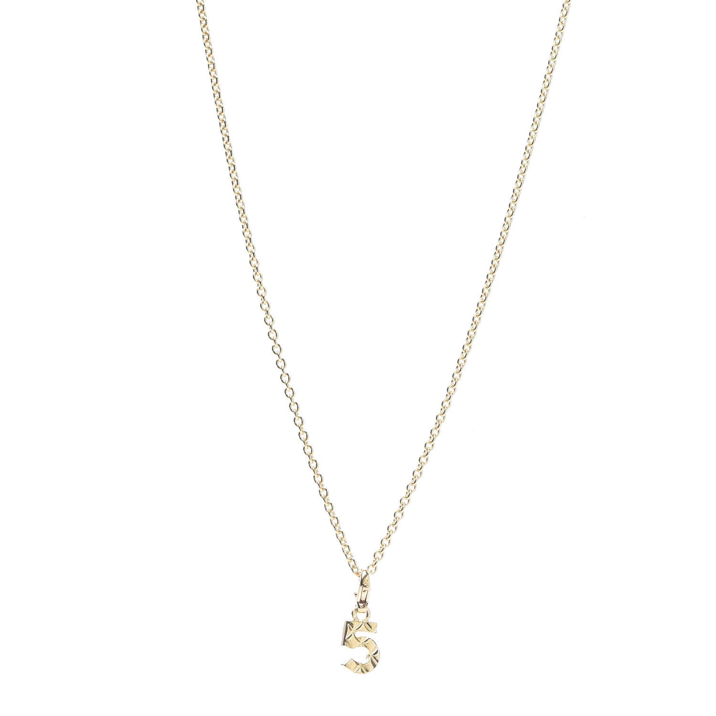 18K Yellow Gold Quilted No.5 Charm Pendant Necklace