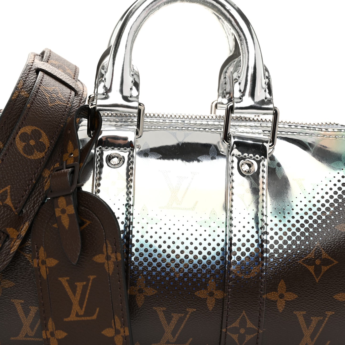 Metallic Nebula Monogram Keepall Bandouliere 25 Brown