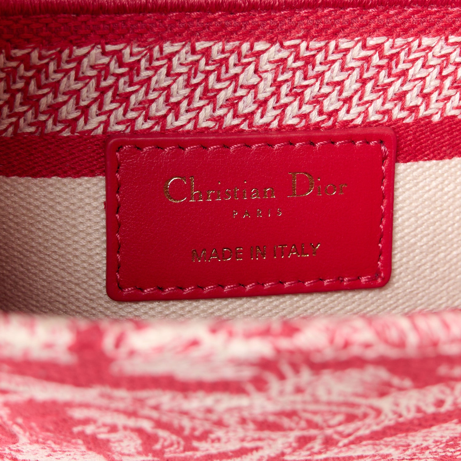 Christian Dior Canvas Toile De Jouy Reverse Embroidered Medium Lady D-Lite Red 6 of 10