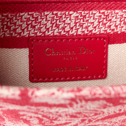 Christian Dior Canvas Toile De Jouy Reverse Embroidered Medium Lady D-Lite Red 6 of 10