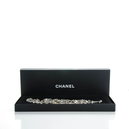 Chanel Crystal Glass Beaded CC Long Necklace Silver 6 of 6