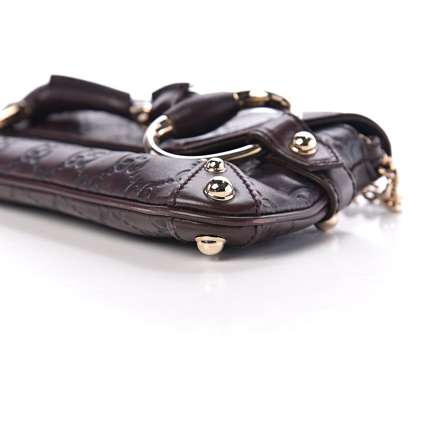 Guccissima Small Horsebit Chain Clutch Chocolate