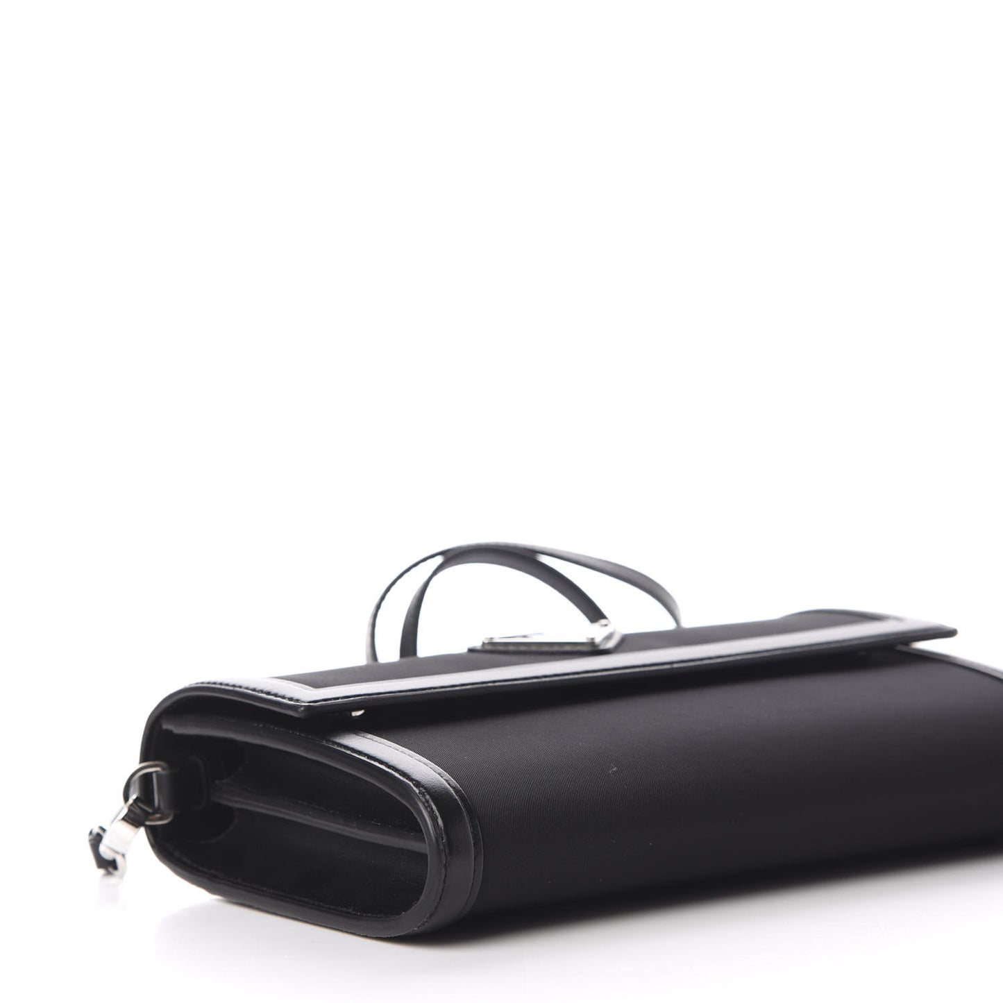 Nylon Tessuto Clutch On Chain Black