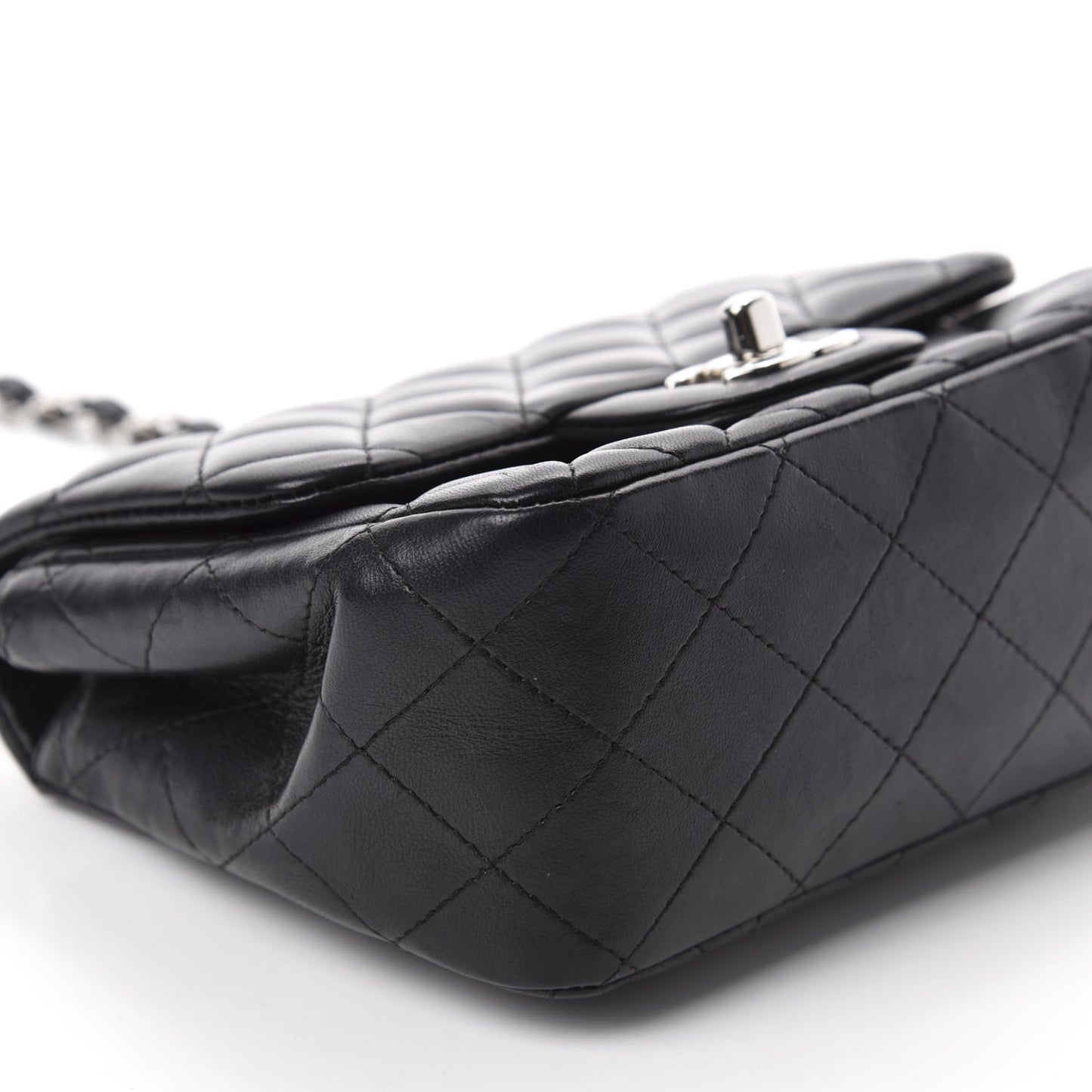 Lambskin Quilted Mini Square Flap Black