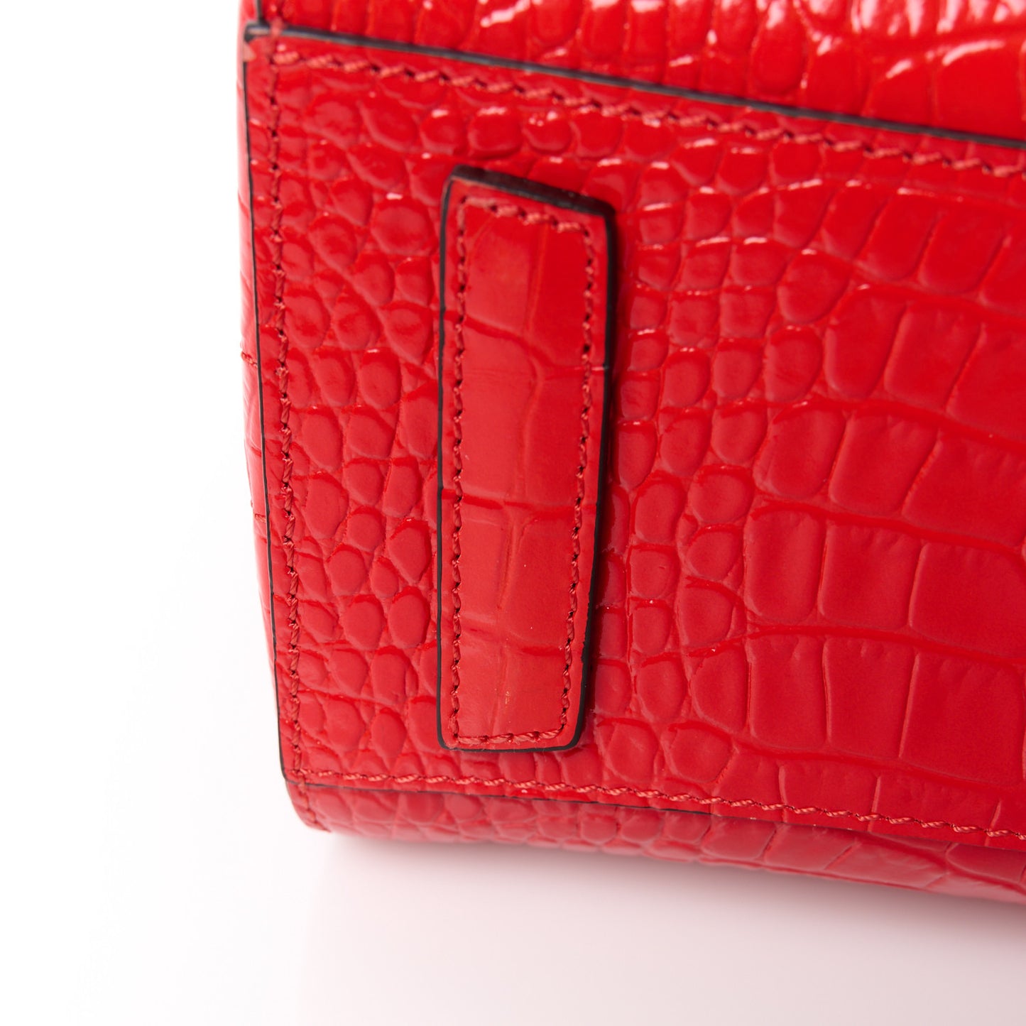 Calfskin Crocodile Embossed Mini Antigona Red