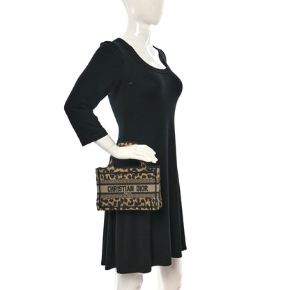 Christian Dior Canvas Mizza Embroidered Mini Leopard Book Tote Beige 2 of 12