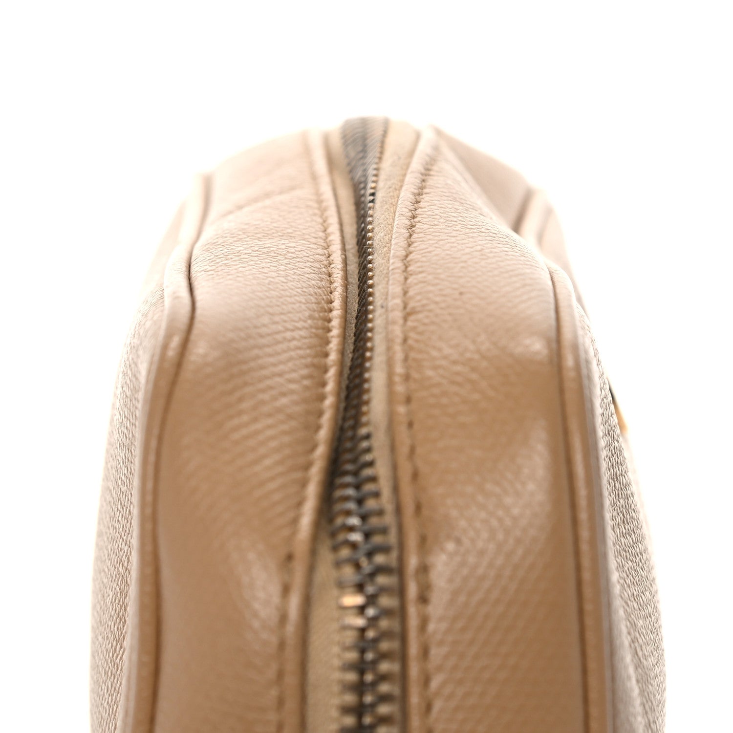 Chanel Grained Calfskin CC Button Pouch Cosmetic Case Beige 13 of 16