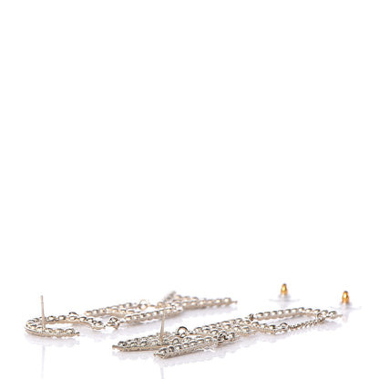 Chanel Crystal Cha-Nel Logo Drop Earrings Gold 4 of 5