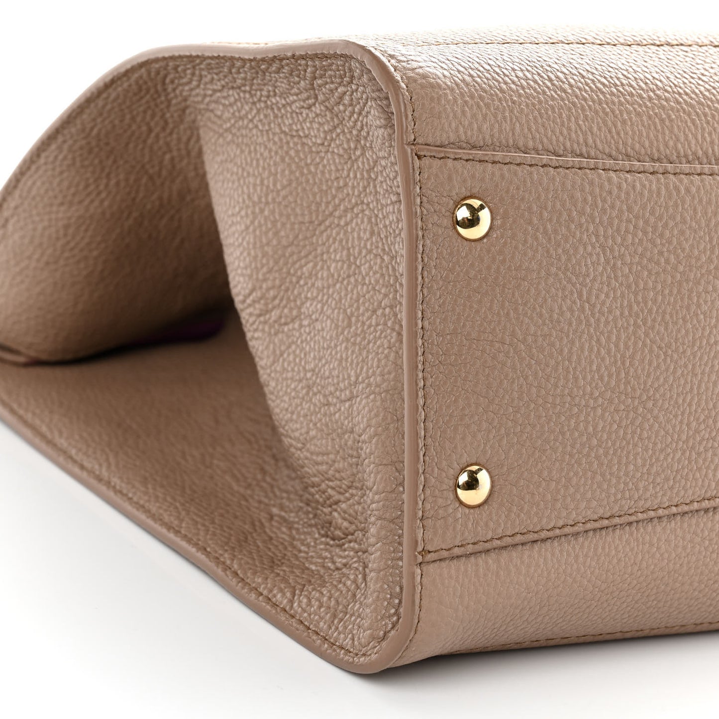 Grained Calfskin Double Handle Medium Amy Tote Beige Pink