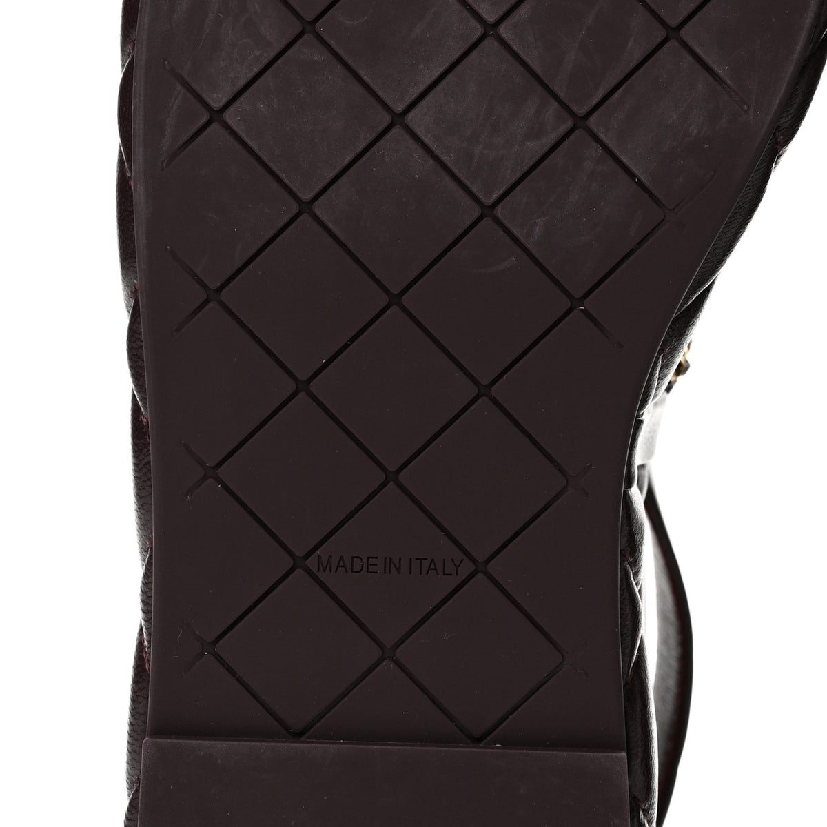 Shiny Lambskin Quilted Chain Around CC Platform Sandals 36 Burgundy