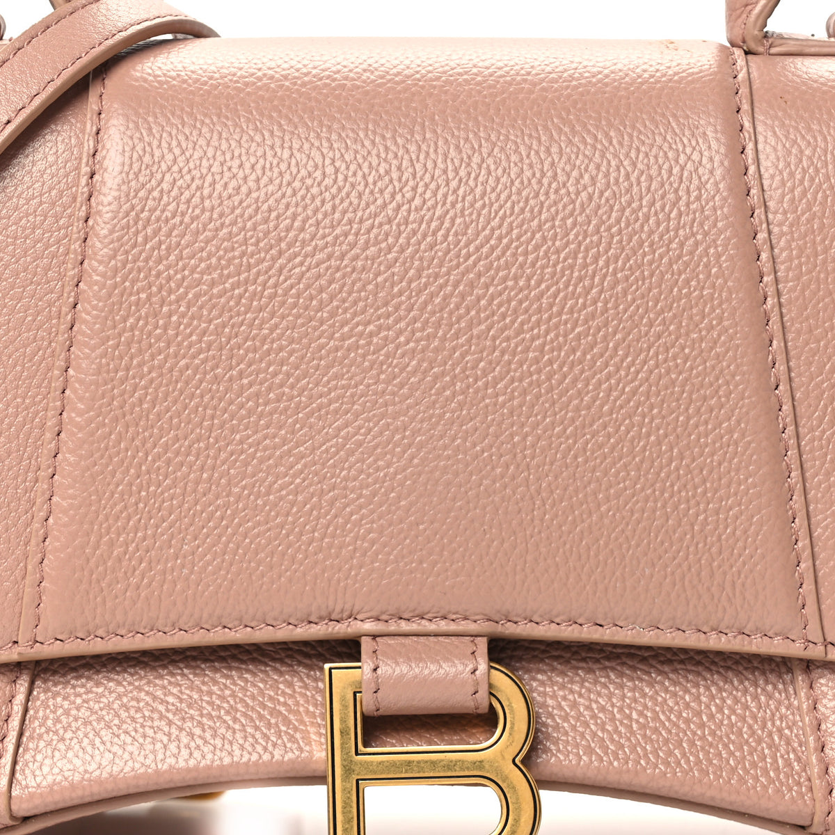 Grained Calfskin Small Hourglass Top Handle Bag Nude Beige