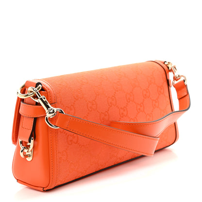 Gucci GG Monogram Textured Dollar Calfskin Small Luce Shoulder Bag Orange 3 of 9