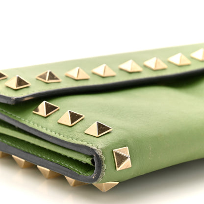 Valentino Garavani Calfskin Rockstud Wristlet Travel Wallet Green 12 of 17