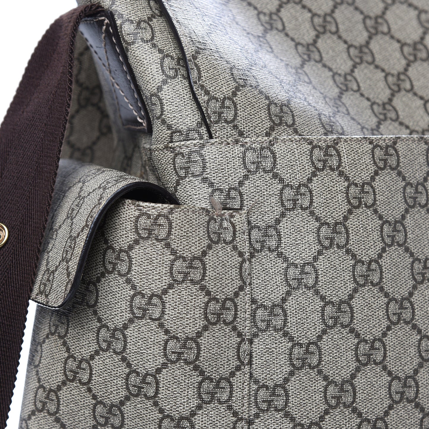 GG Plus Monogram Messenger Diaper Bag Dark Brown