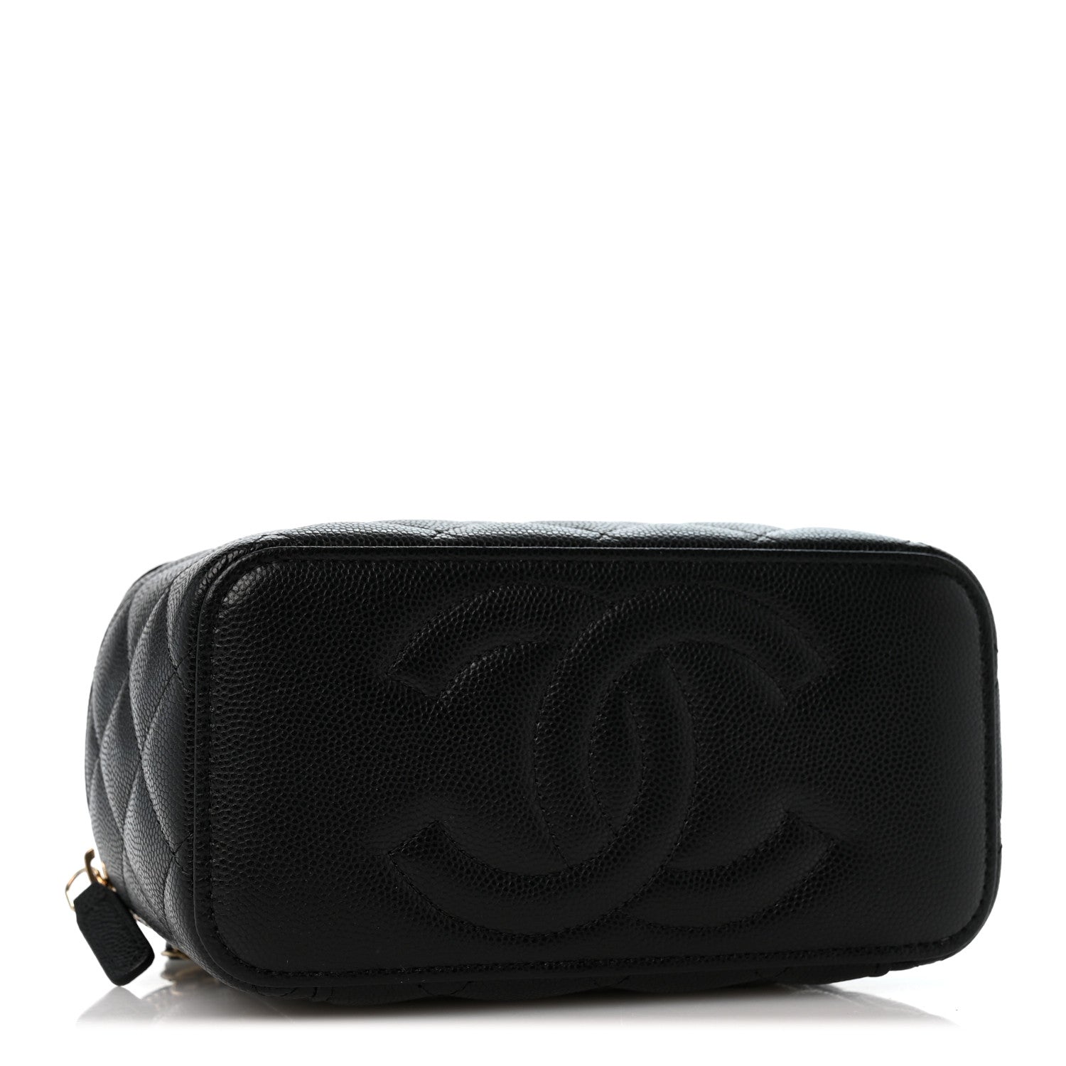 Chanel Caviar Quilted Crystal CC Logo Vanity Case With Chain Black 4 of 12