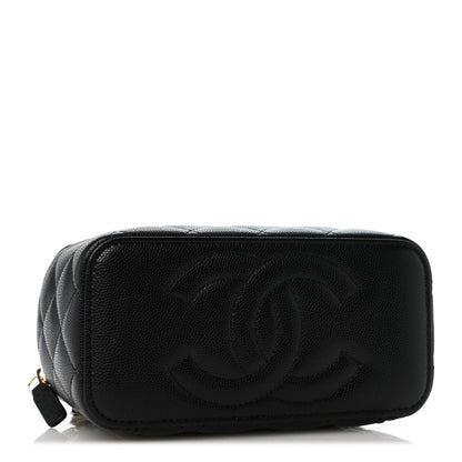 Chanel Caviar Quilted Crystal CC Logo Vanity Case With Chain Black 4 of 12