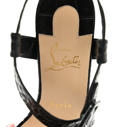Christian Louboutin Calfskin Alligator Embossed Selima 130 Sandals 37.5 Black 7 of 7