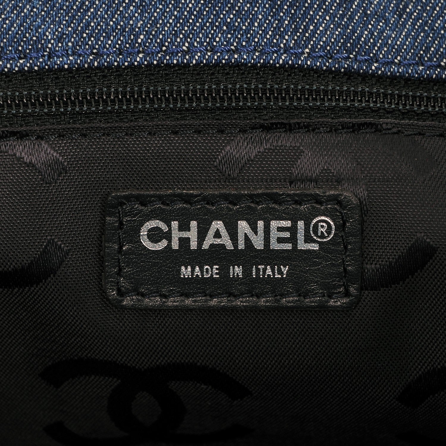 Chanel Denim Large CC Tote Dark Navy Blue 7 of 8