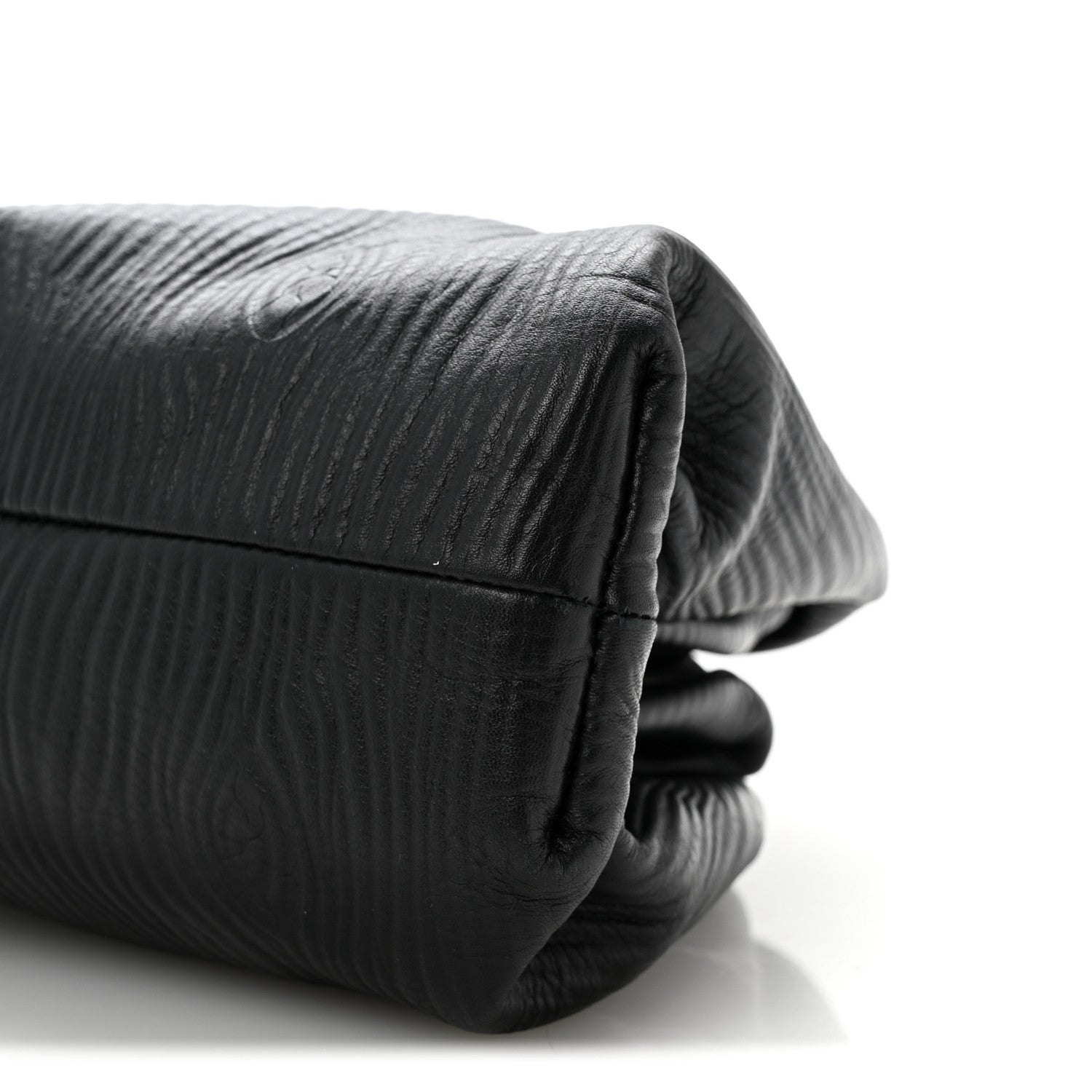 Bottega Veneta Bark Calfskin Embossed The Pouch Oversized Clutch Black 10 of 13