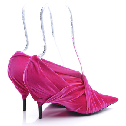 Balenciaga Stretch Velvet Knife Pointed Pumps 38 Rose Fuchsia 4 of 8