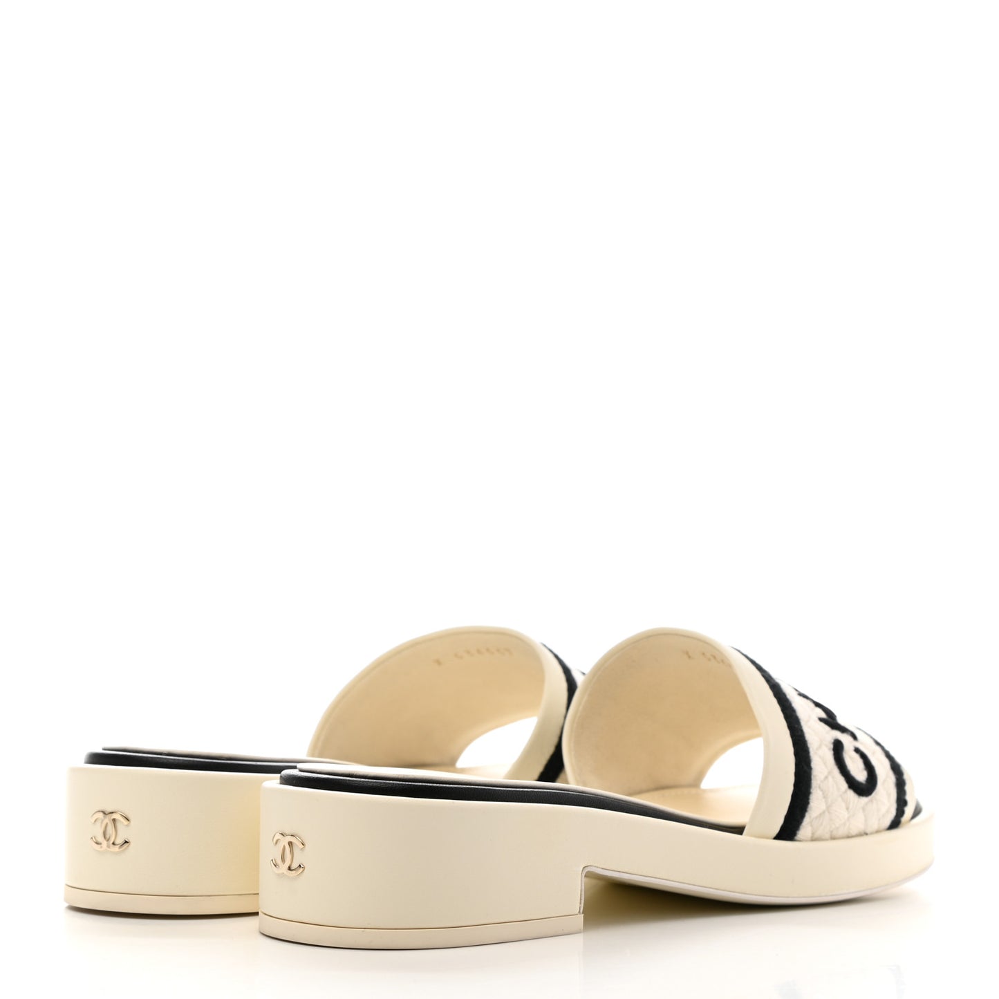 Lambskin Embroidered Logo Mules 38.5 Ivory Black
