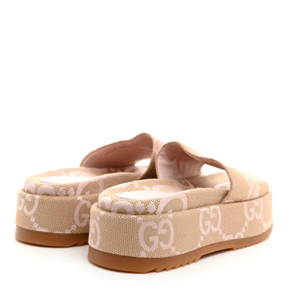Gucci Monogram Jumbo GG Angelina Platform 55mm Slide Sandals 38.5 Beige Perfect Pink 4 of 8