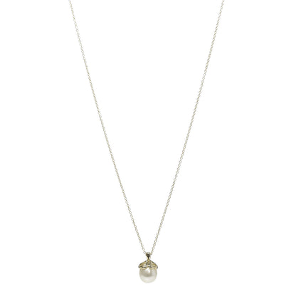 Tiffany 18K Yellow Gold Pearl Heart Drop Pendant Necklace 1 of 5