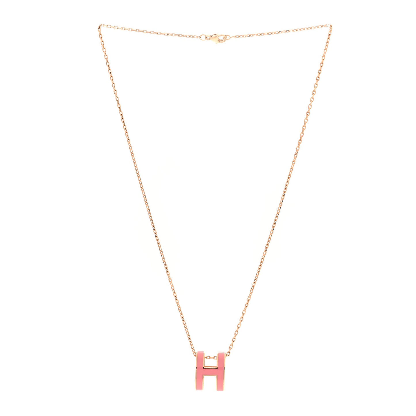 Lacquered Rose Gold Pop H Pendant Necklace Rose Azalee