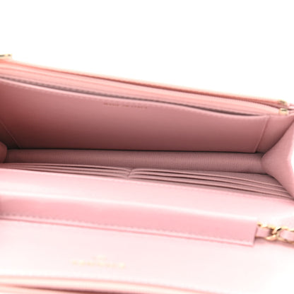 Chanel Caviar Quilted Studded CC Wallet on Chain WOC Light Pink 4 of 11