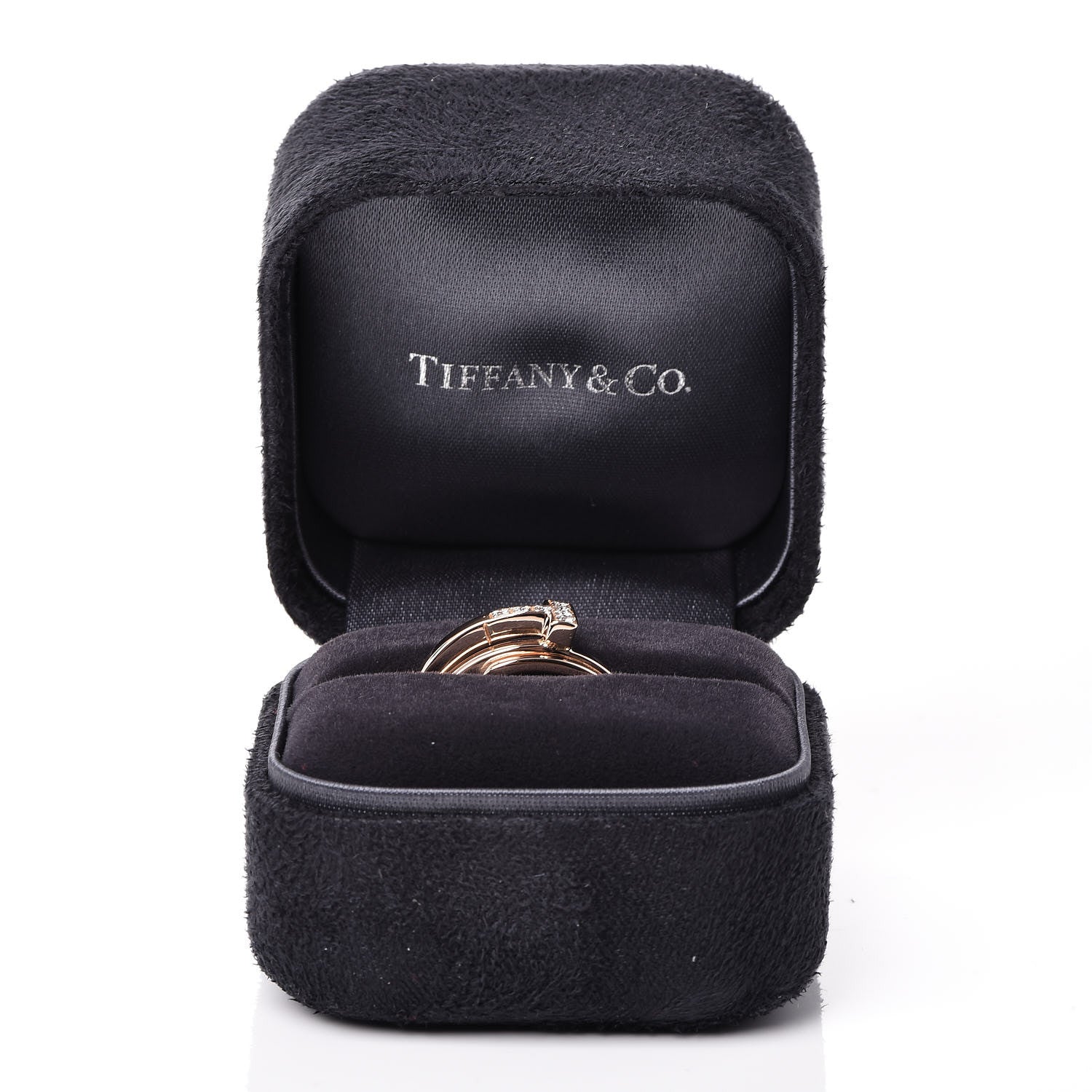 Tiffany 18K Rose Gold Diamond T Square Wrap Ring 54 7 6 of 6