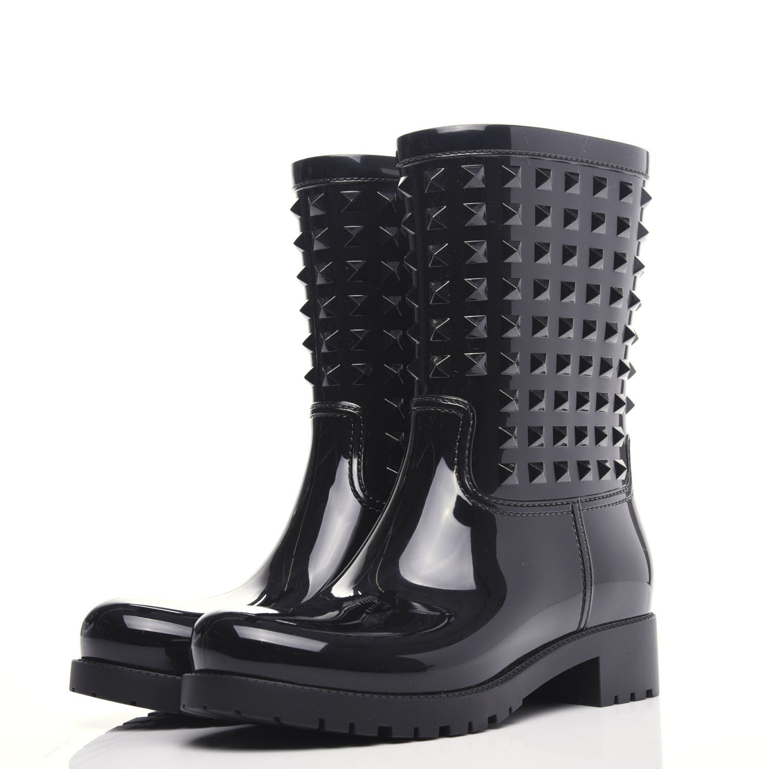 Valentino Garavani Rubber Rockstud Short Rainboots 40 Black 3 of 9