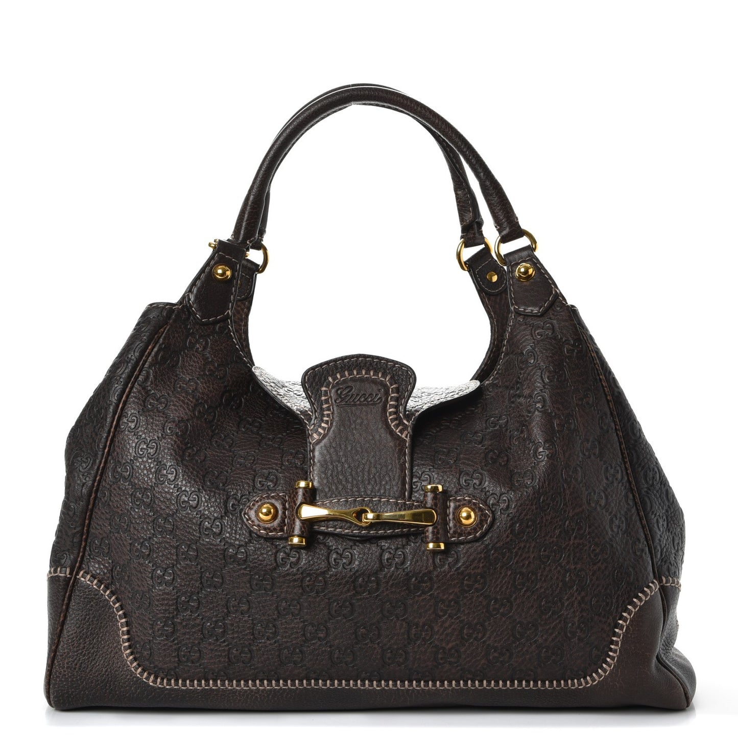 Guccissima Large New Pelham Shoulder Bag Dark Brown