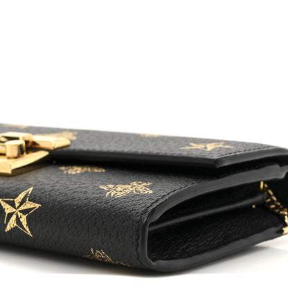 Gucci Grained Calfskin Bee Star Continental Chain Wallet Black 10 of 11