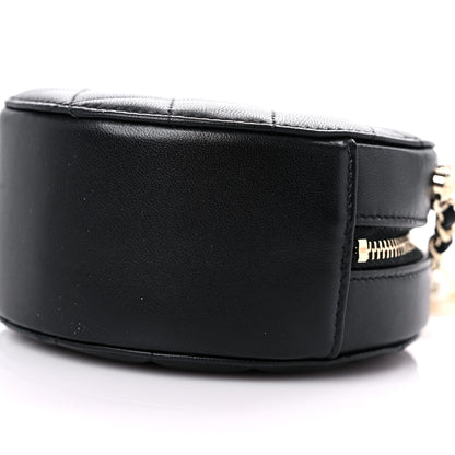 Chanel Lambskin Quilted Pearl Chain Round Clutch With Chain Black 8 of 9