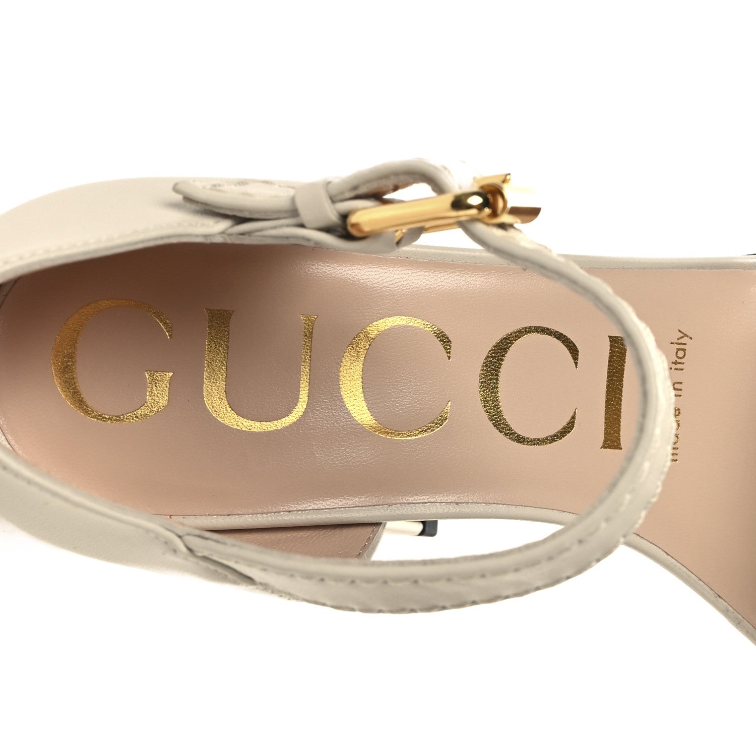 Gucci Nappa Horsebit Cross Strap 95mm Sandals 35 Mystic White 9 of 10