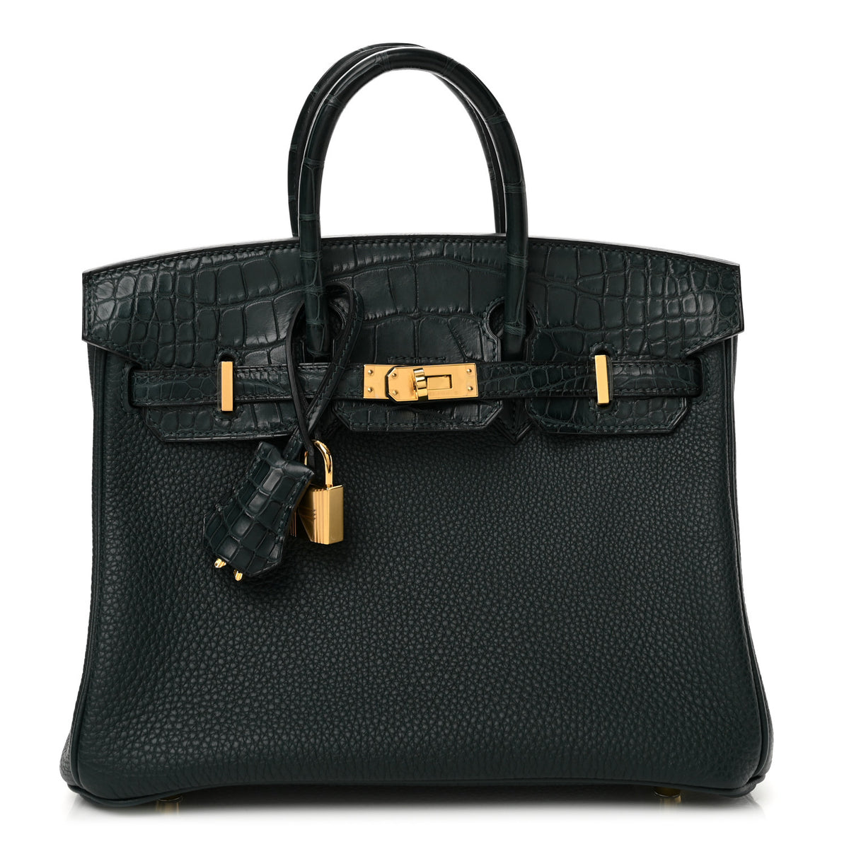 Hermes Togo Matte Alligator Birkin Touch 25 Vert Cypress 1 of 11