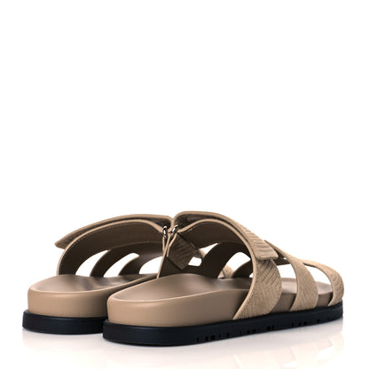 Hermes Suede Goatskin Chaine d'Ancre Womens Chypre Sandals 37 Beige Sable 4 of 9