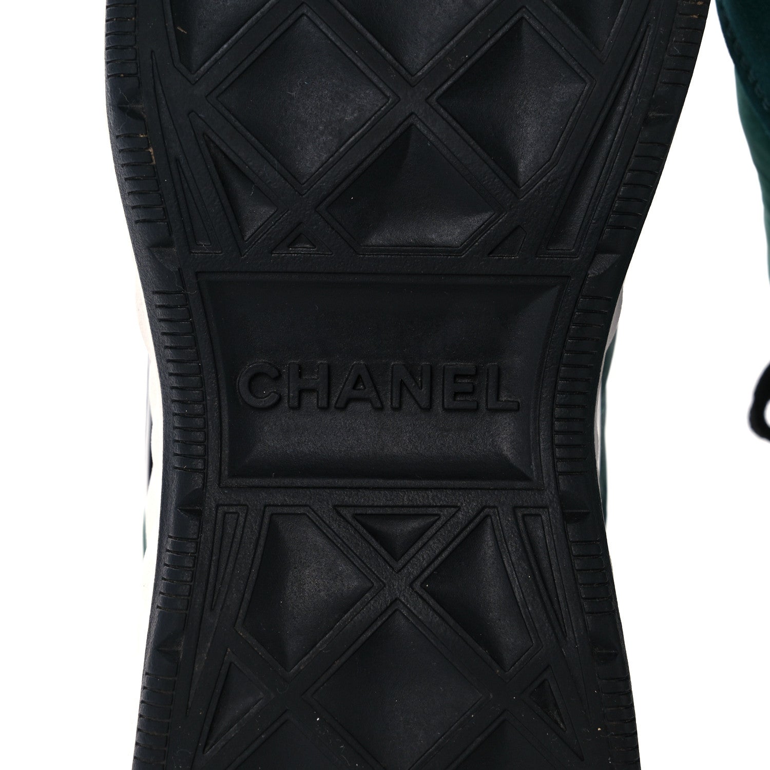Chanel Nylon Suede Womens Logo Sneakers Green 6 of 9