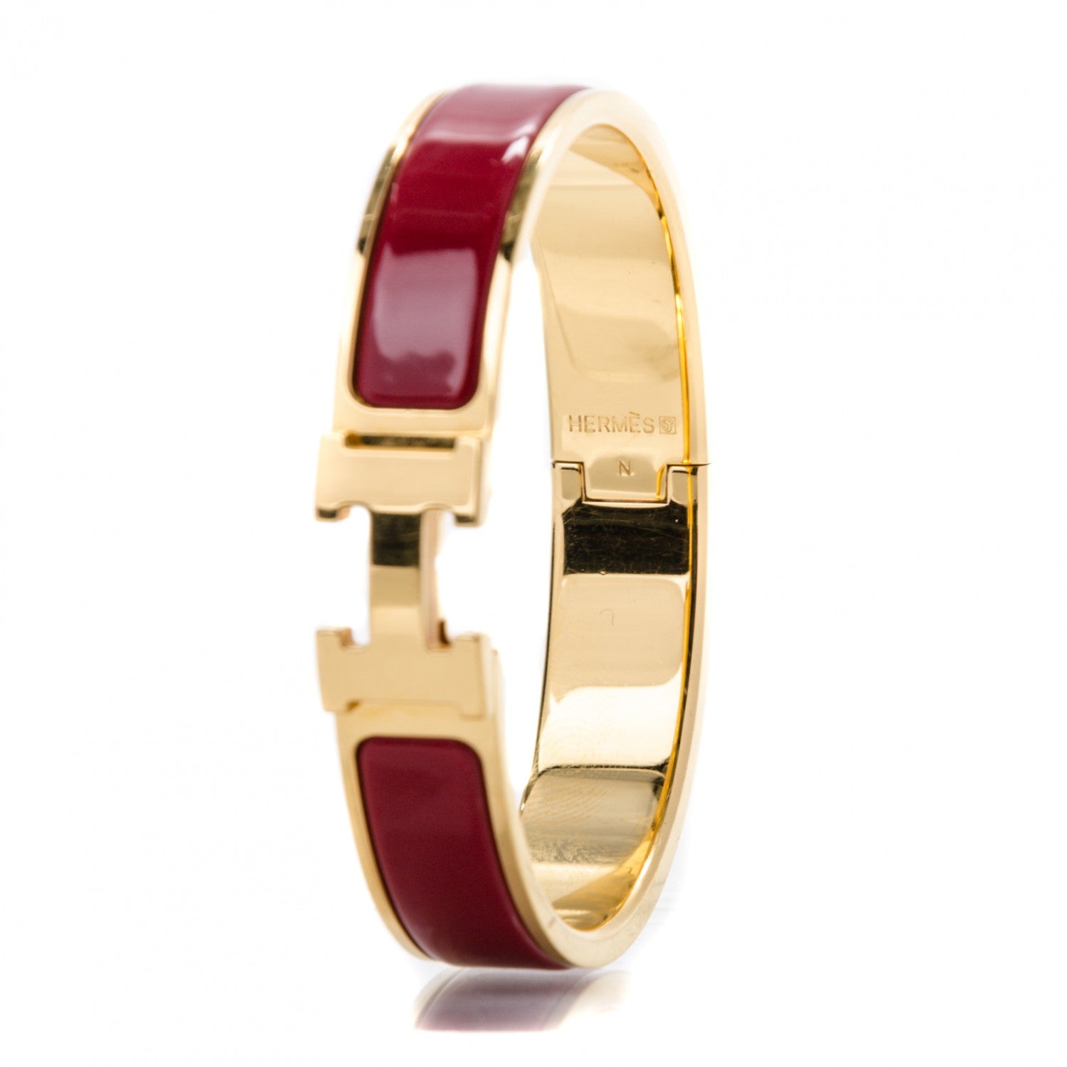 Hermes Enamel Narrow Clic Clac H Bracelet PM Rouge H 4 of 4