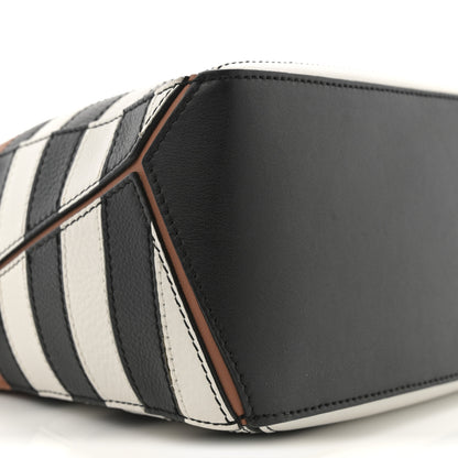 Loewe Calfskin Marine Stripe Small Puzzle Bag Tan Black White 9 of 10