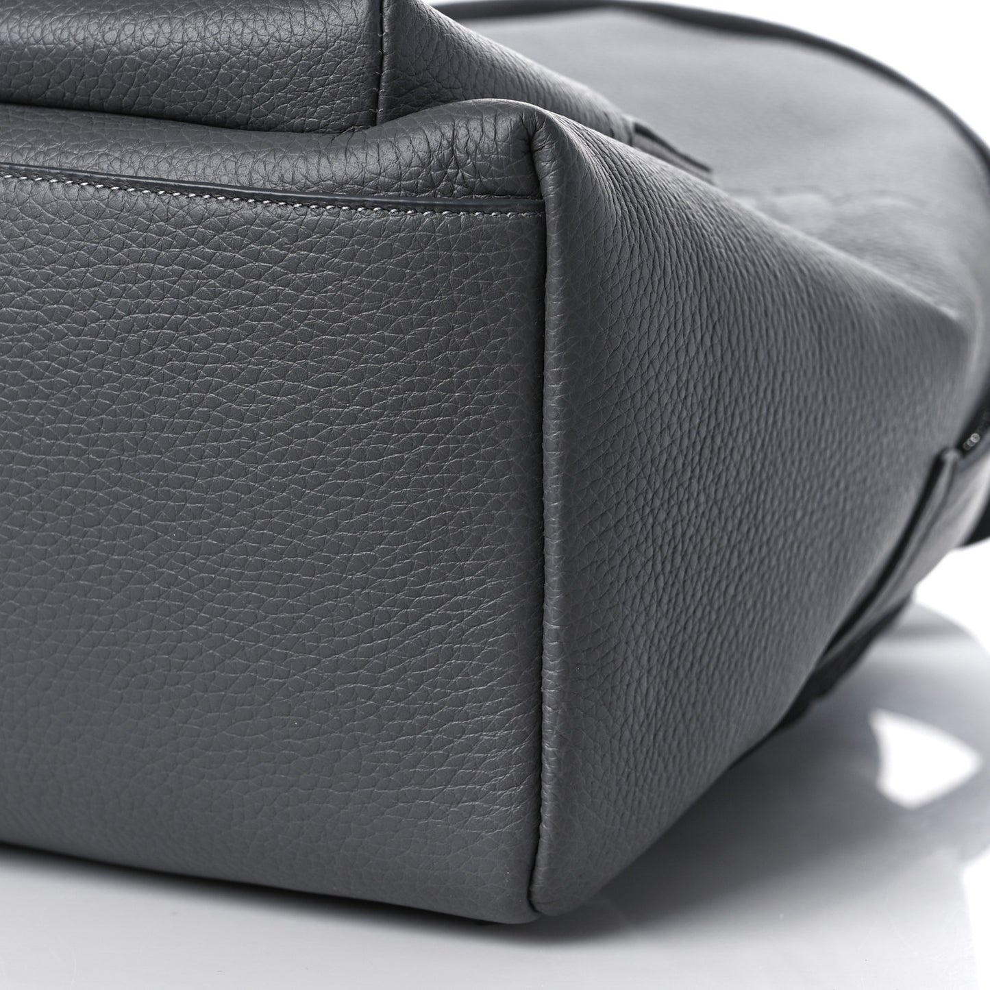 Calfskin Logo Embossed Backpack Charcoal Grey