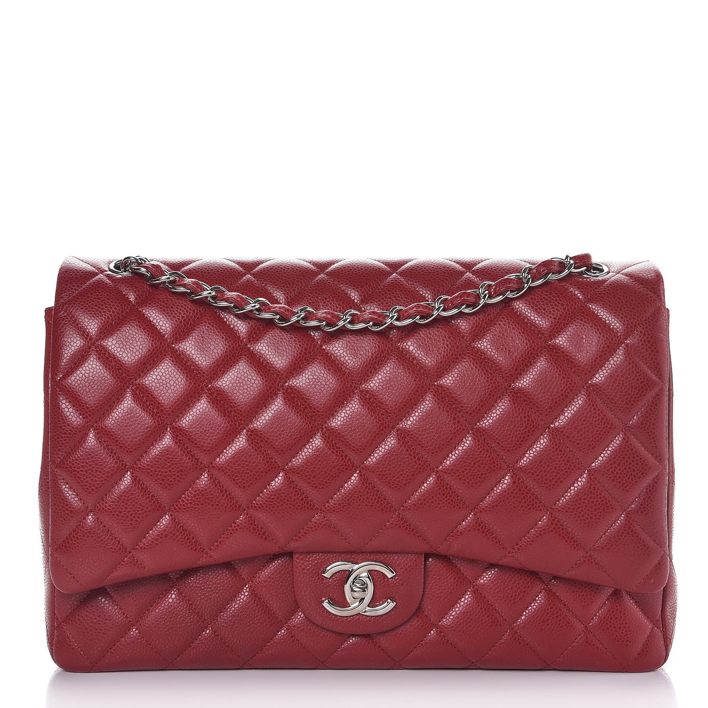 Caviar Quilted Maxi Double Flap Red