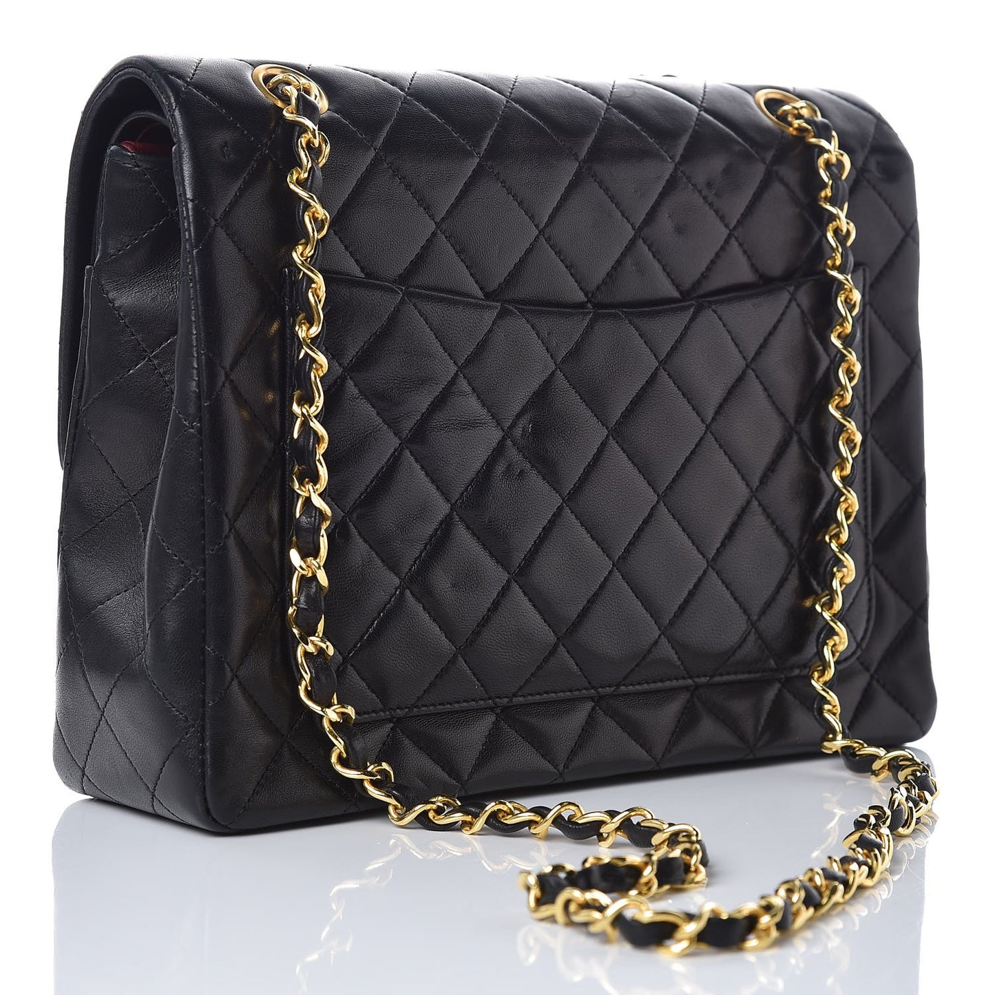 Lambskin Quilted Medium Double Flap Black