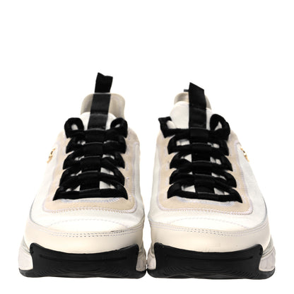 Chanel Velvet Calfskin Mixed Fibers CC Sneakers 39.5 Ivory Black 2 of 11