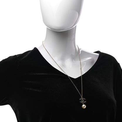 Chanel Enamel Pearl CC Baroque Drop Necklace Black Gold 2 of 4
