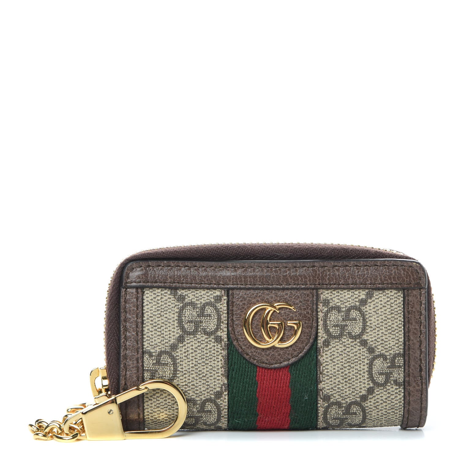 Gucci GG Supreme Monogram Web Ophidia Zip Around Key Case Beige New Acero 1 of 7