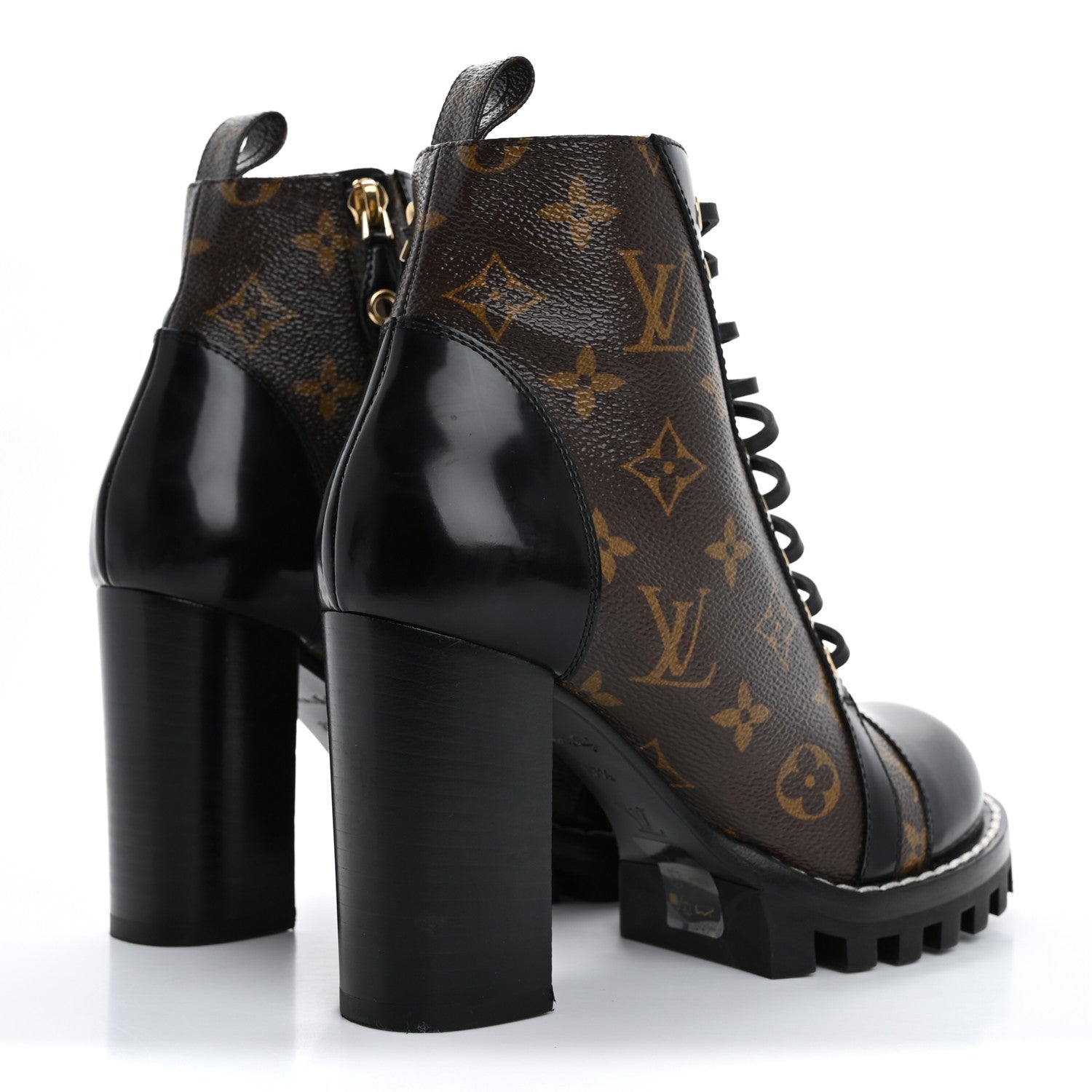 Louis Vuitton Patent Calfskin Monogram Star Trail Ankle Boots 37.5 Black 5 of 14