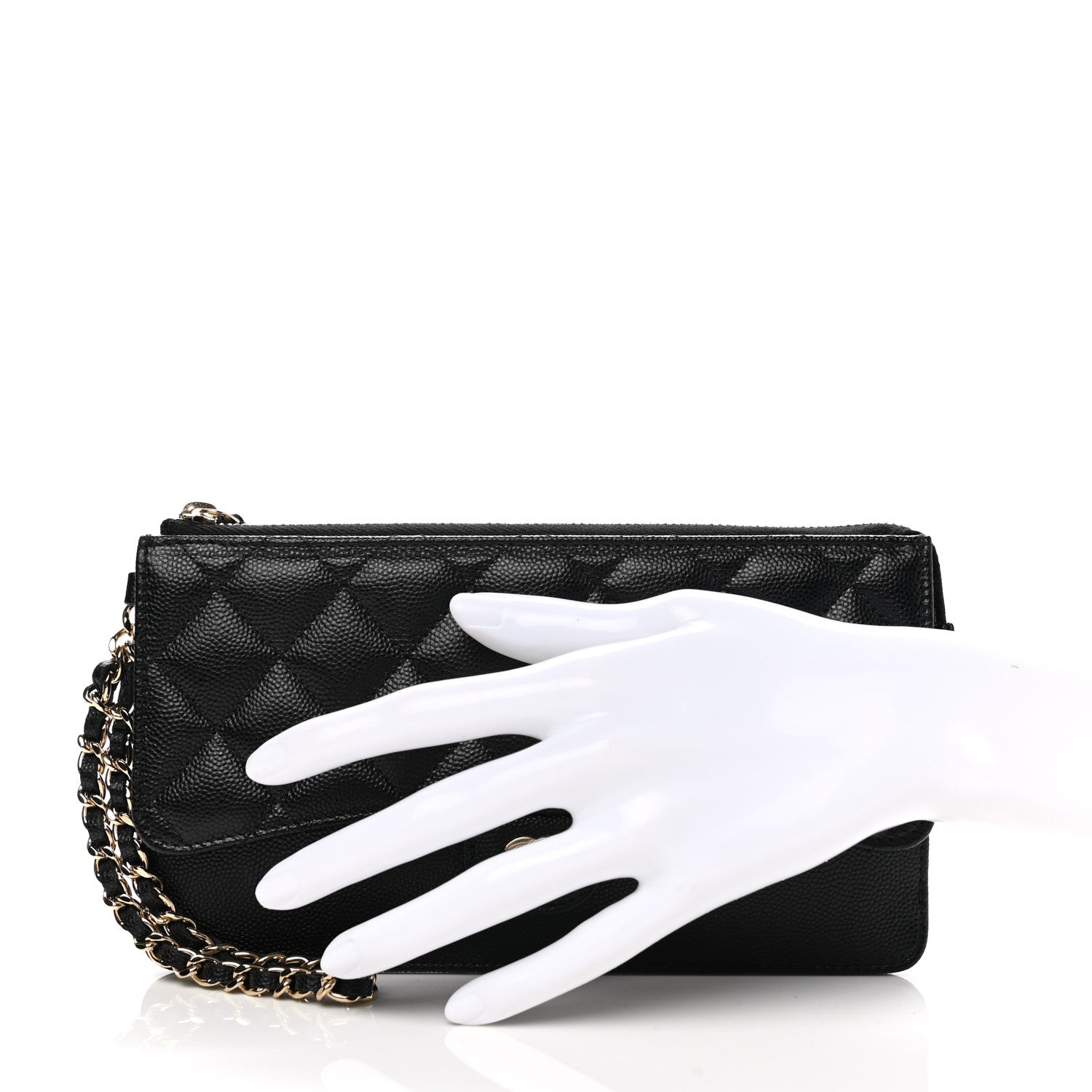 Chanel Caviar Quilted Classic Pouch With Handle Black 2 of 8